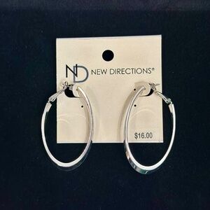 Silver Elongated Hoop Earrings